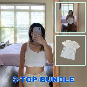 ESSENTIAL BUNDLE -3 white tops (t-shirt + cami + cropped top)